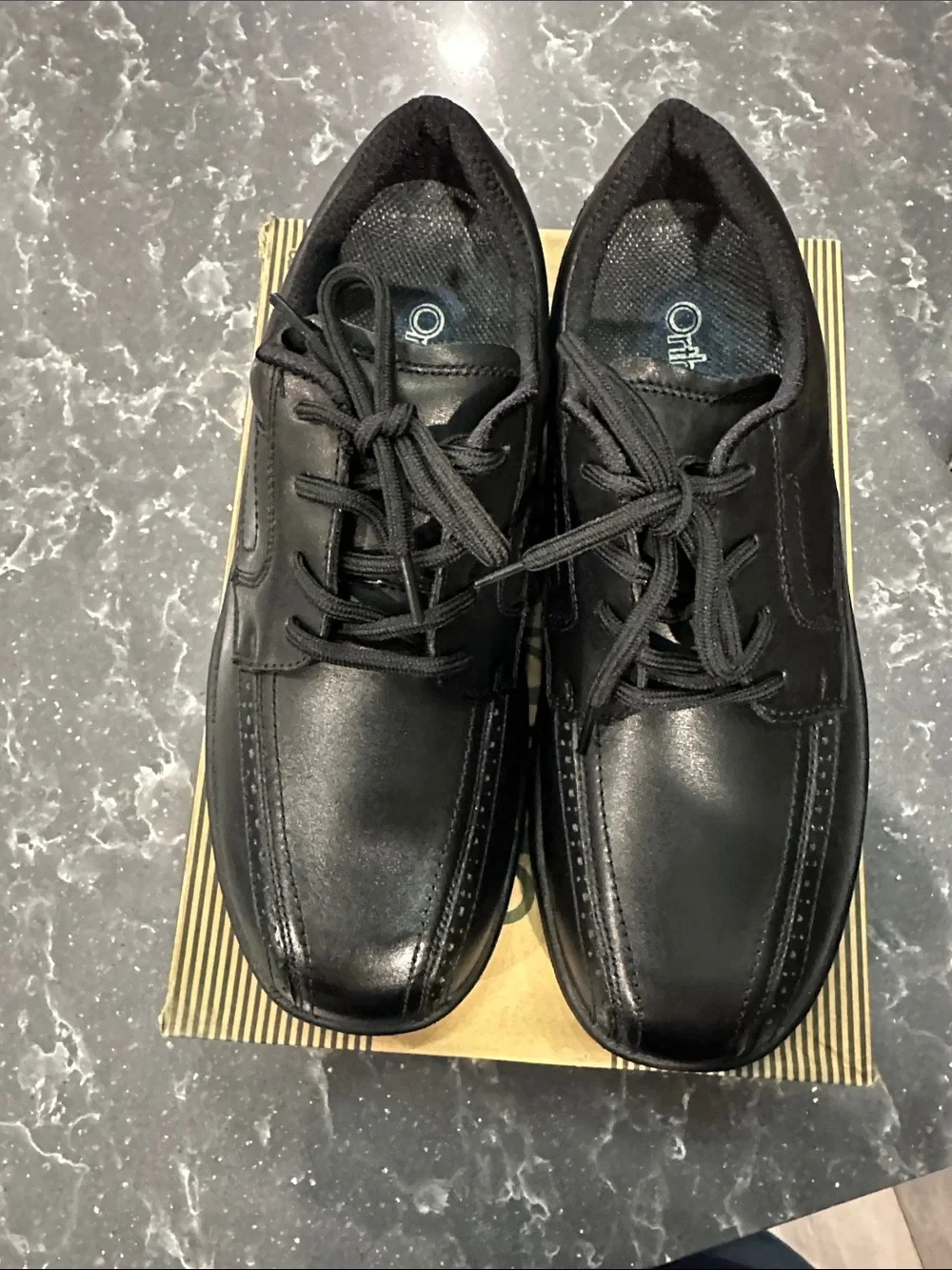 Men's Black Leather Lace-Up orthopedic Shoes 9.5 wide